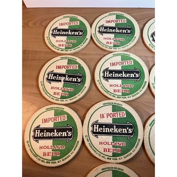 Vintage HEINEKEN Green Biere Bier Beer Coasters Bar Pub Tavern Holland (10) - Picture 2 of 6